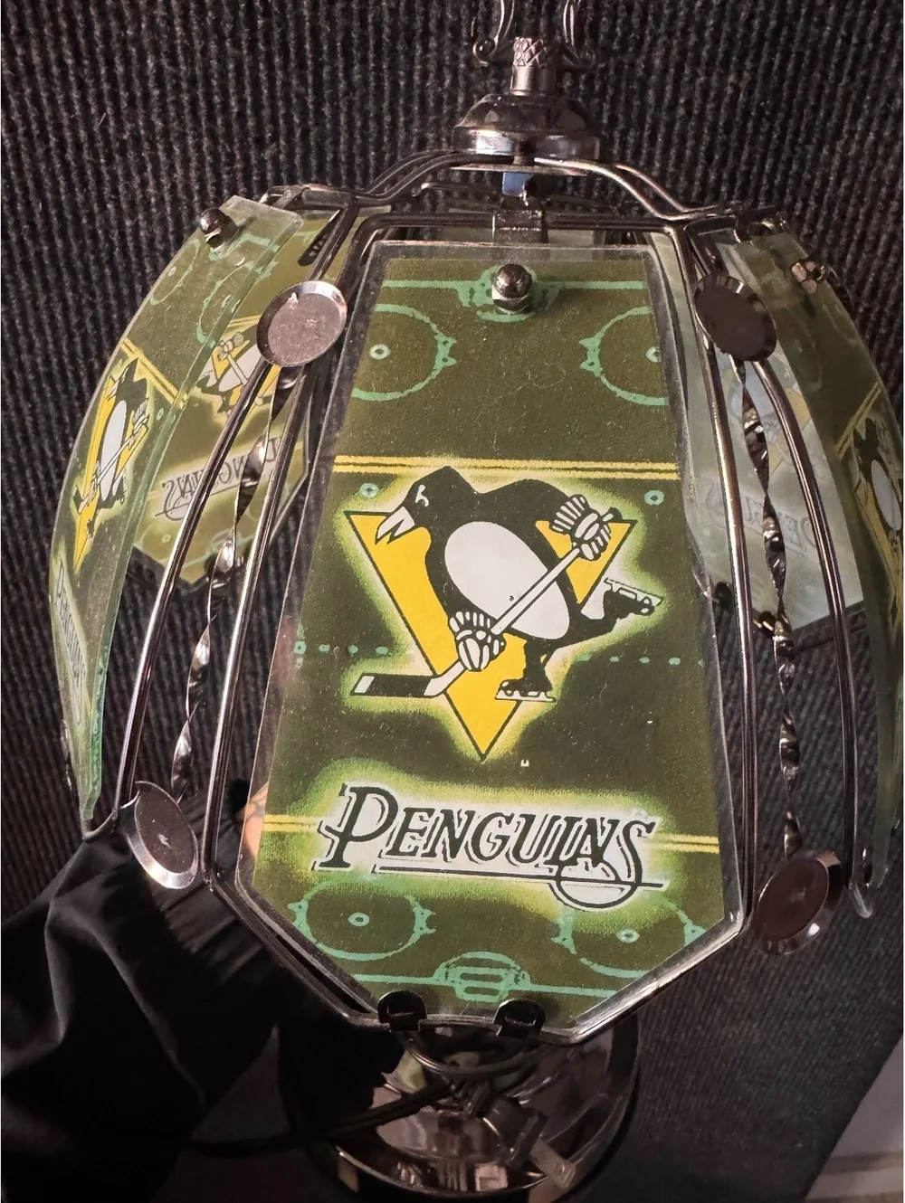 Vintage Pittsburgh Penguins Touch Table Lamp with Glass Panels